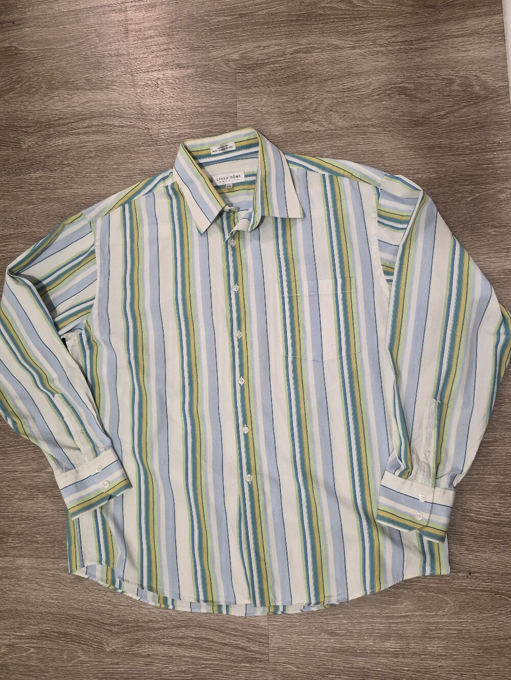 Mens Long Sleeve Button Down Striped Striped Cotton Shirt Linea Dome XXL